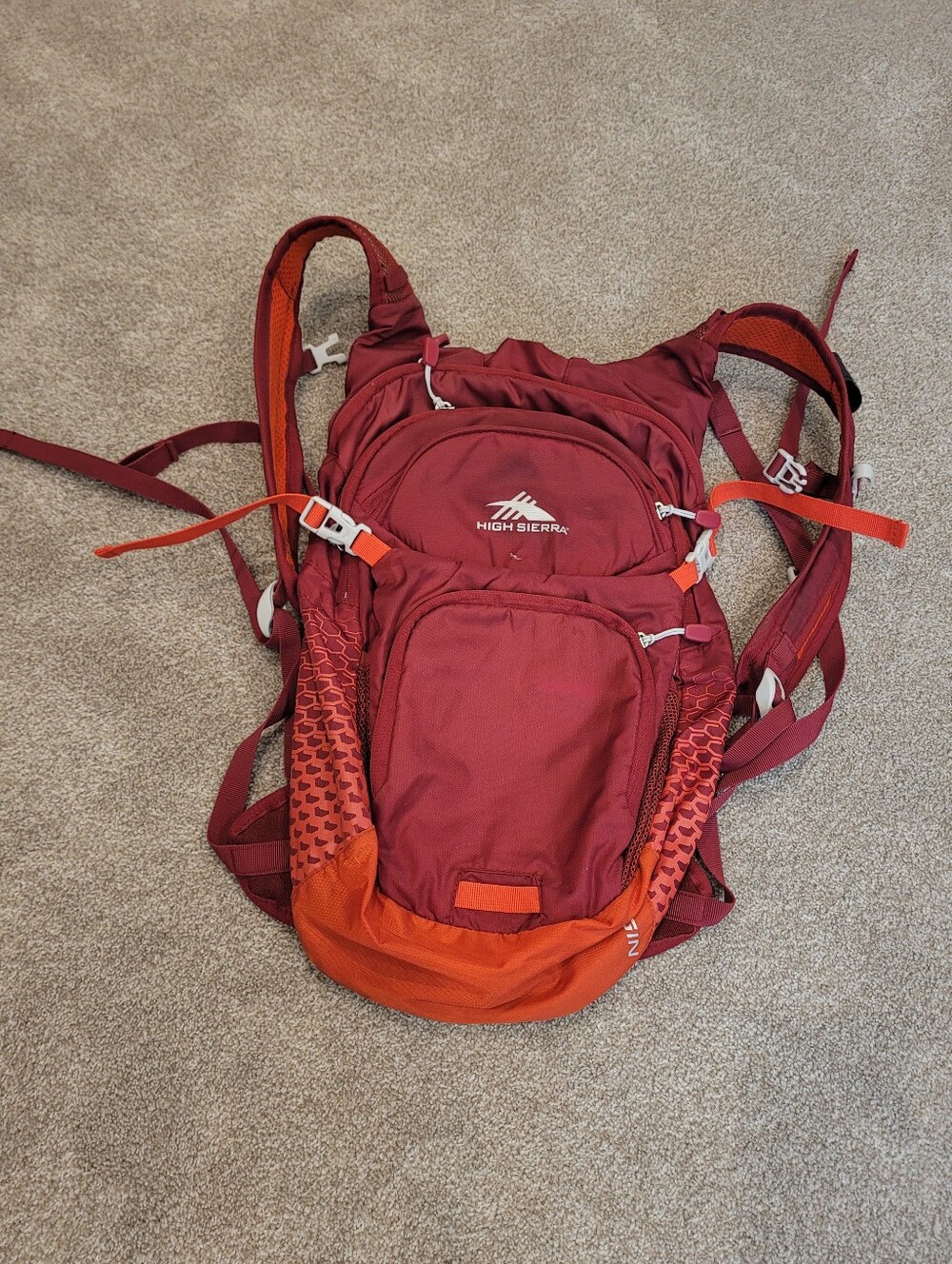 High Sierra Red and Orange Hiking Daypack Backpack